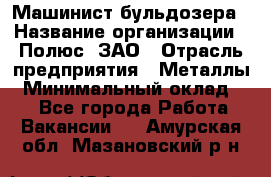 Машинист бульдозера › Название организации ­ Полюс, ЗАО › Отрасль предприятия ­ Металлы › Минимальный оклад ­ 1 - Все города Работа » Вакансии   . Амурская обл.,Мазановский р-н